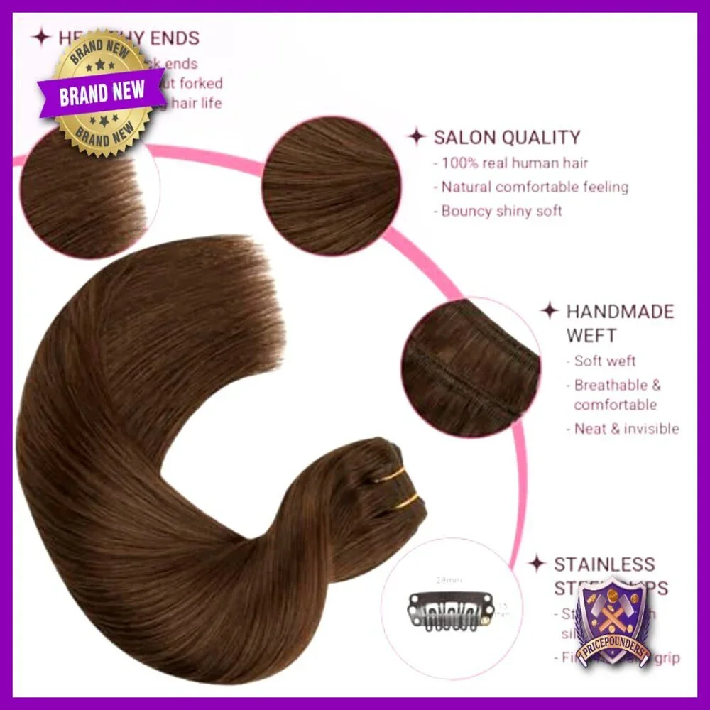 Clip-in Human Hair Extensions 16 Inch 120g 7 Pieces Double Weft